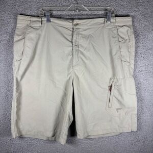 Simms Fishing Shorts Khaki Cor3 Men XL Nylon Zip Pocket Lightweight Chino Active